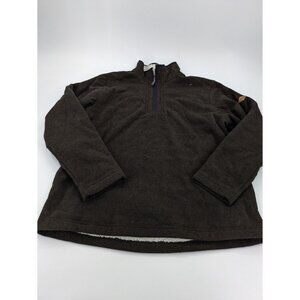 Orvis Mens Pullover Brown Honeycomb Waffle 1/4 Zip Sherpa Lined Sweater XL‎